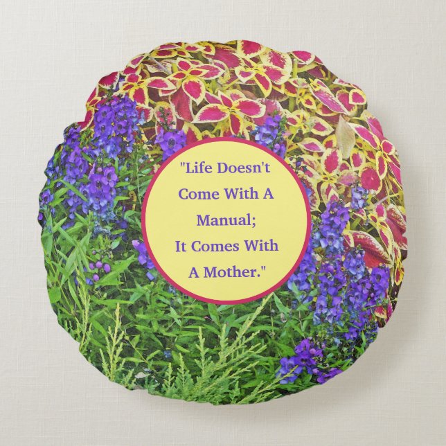 Floral Mother's Day Round Pillow "Card" (Front)