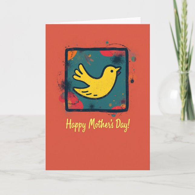 Floral Mothers Day Shape Art Card (Front)