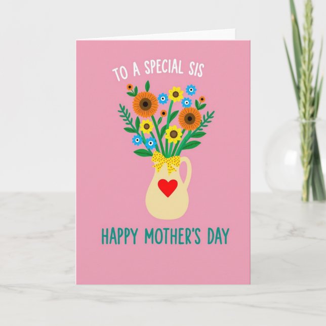 Floral Mothers Day Sis Card (Front)