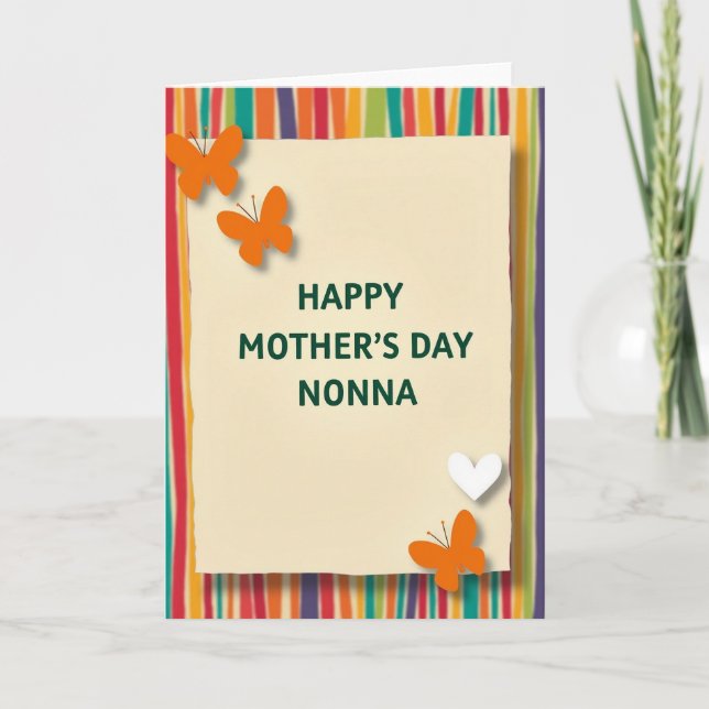 Floral Mothers Day Stripes Graphic Card (Front)