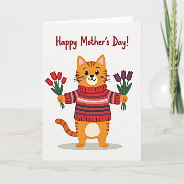 Floral Mothers Day Tabby Card (Front)