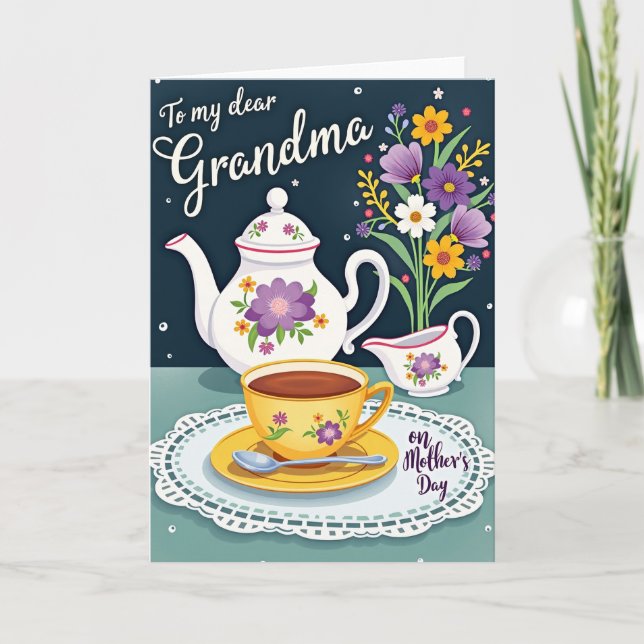 Floral Mothers Day Tea Time Card (Front)