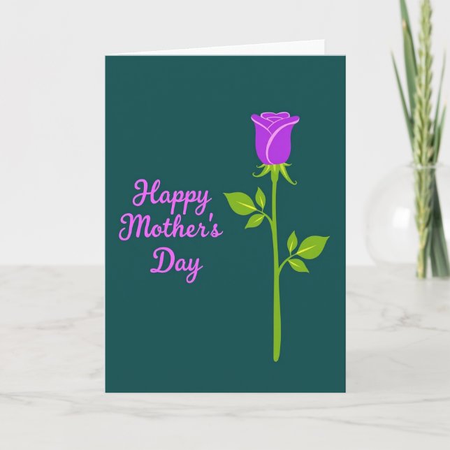Floral Mothers Day Teal Scene Card (Front)