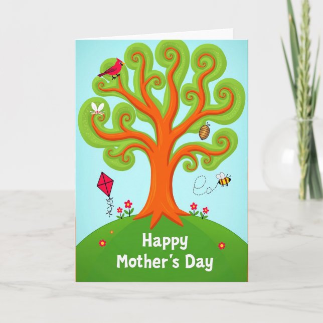 Floral Mothers Day Tree Scene Card (Front)