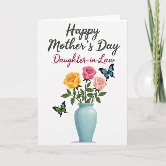 Floral Mothers Day Vase Design Card (Front)