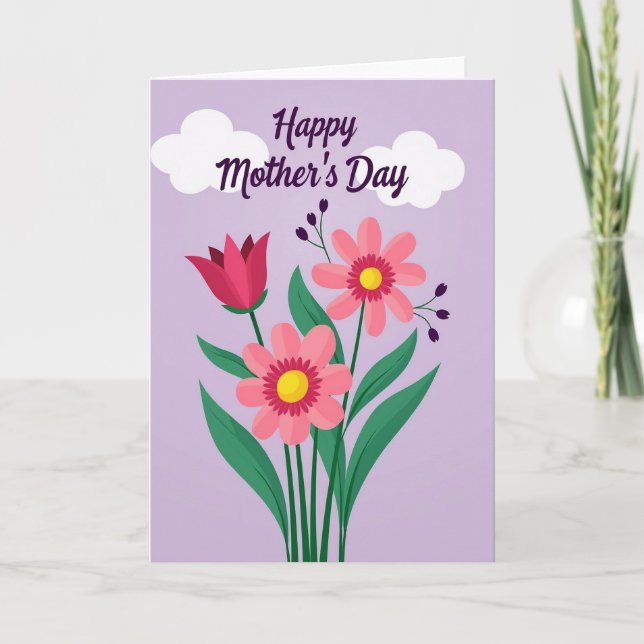 Floral Mothers Day Vector Card (Front)