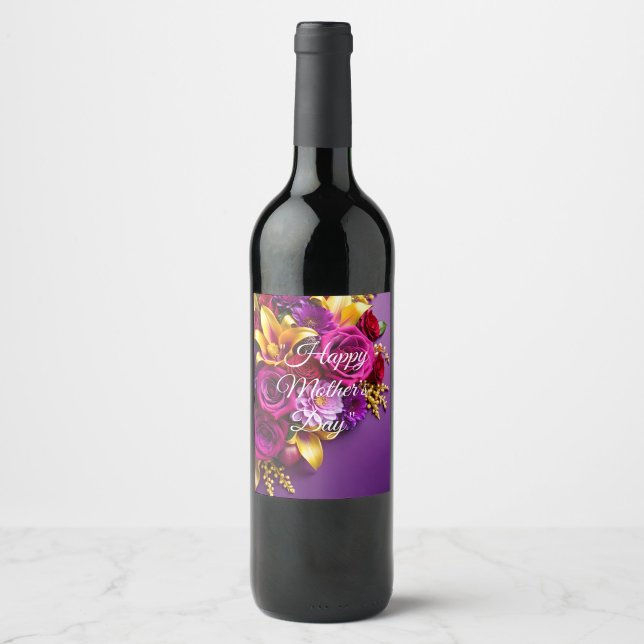 Floral Mother's Day Wine Label  ("Mother's Day Wine Label")