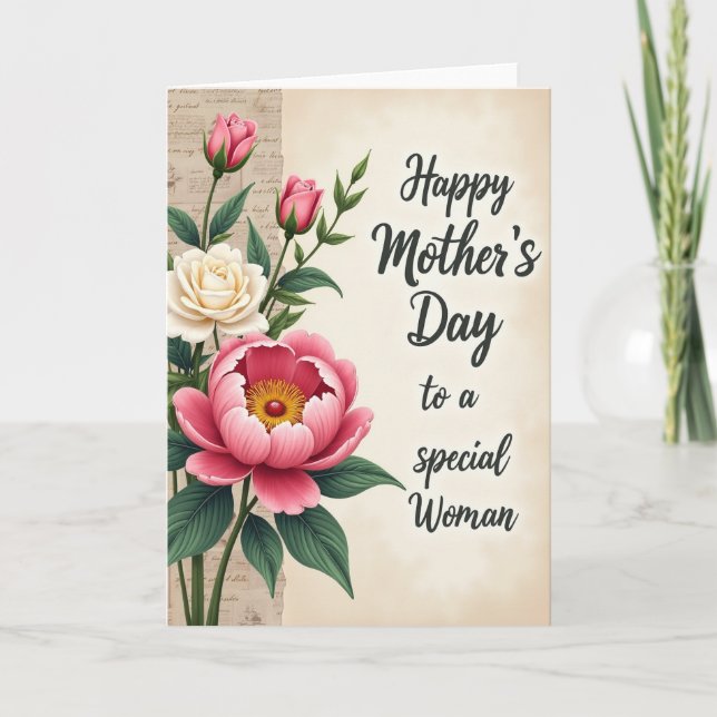 Floral Mothers Day Woman Card (Front)
