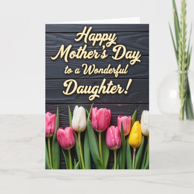 Floral Mothers Day Wooden Card (Front)