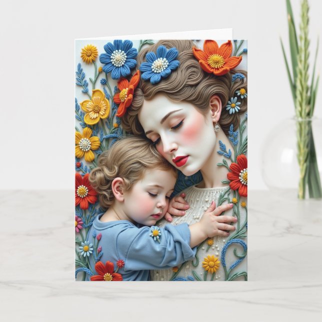 Floral Mothers Embrace Art Card (Front)