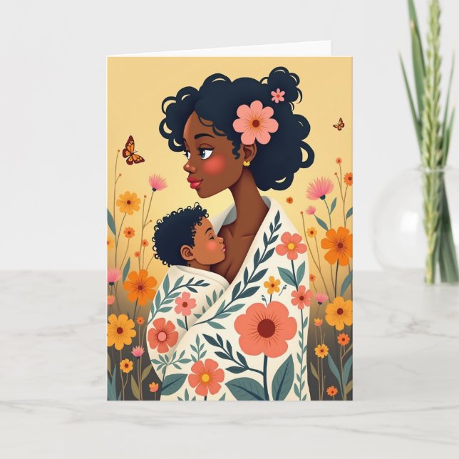 Floral Mothers Embrace Day Card (Front)