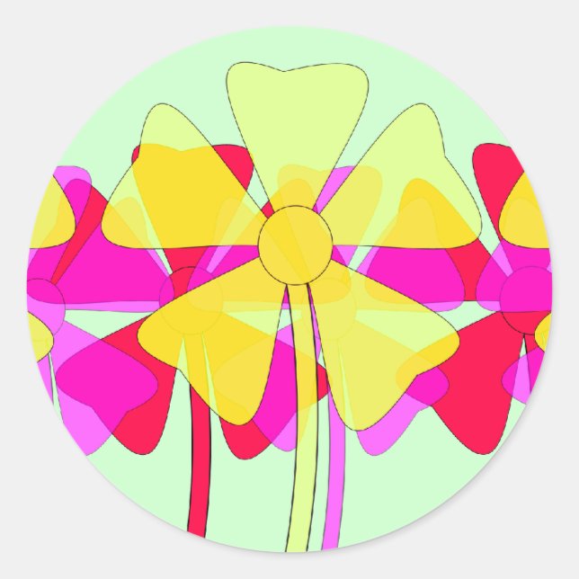 Floral Motif Classic Round Sticker (Front)