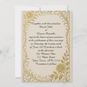 Floral Motif Photo Wedding Invitation 