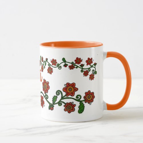 Floral Motif Ukrainian Folk Art Mug