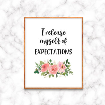 Floral Motivational Affirmation Office Classroom Poster by lilanab2 at Zazzle