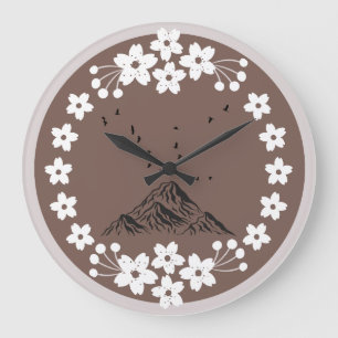 Floral Mountain Wall Clock Elegant Minimal Home