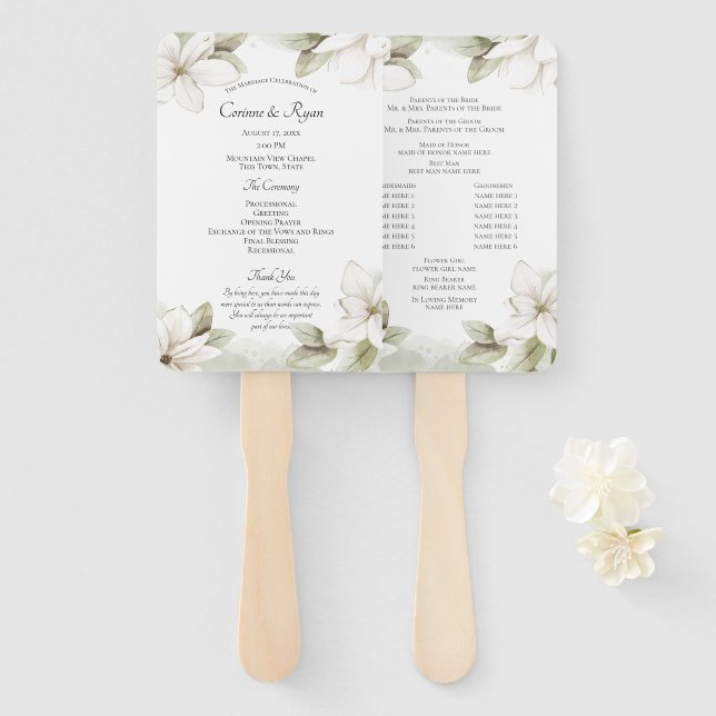 Floral Mountain Wedding Program Fan (Front and Back)