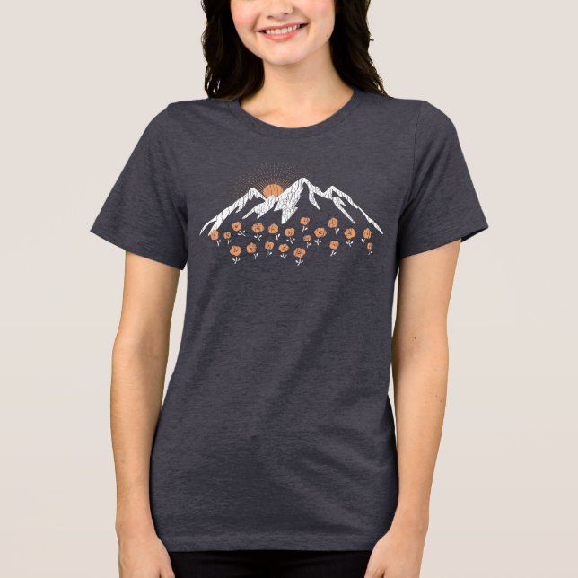 Floral Mountain Women's T-shirt in Dark Grey Tri-Blend Shirt (Front)