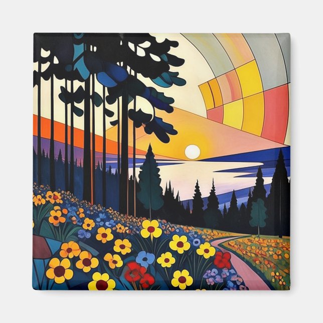 Floral Mountainside Magnet (Front)