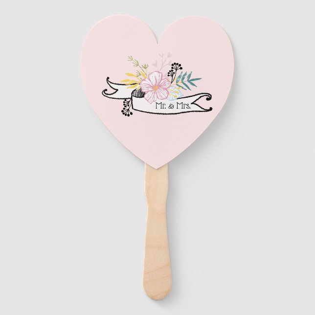 Floral Mr. And Mrs. Hand Fan (Front)