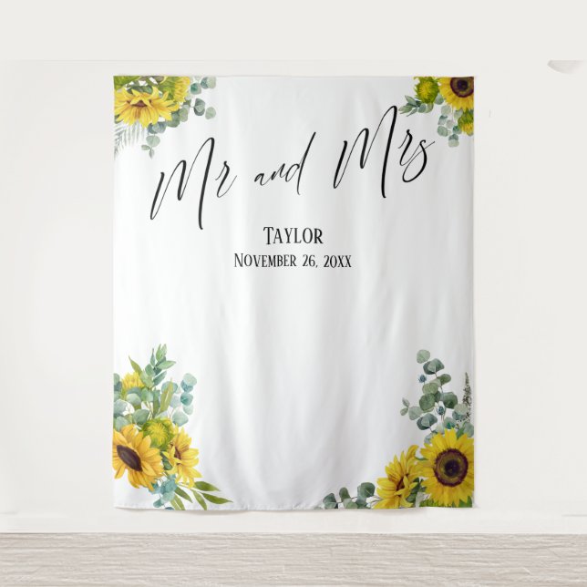 Floral Mr and Mrs Photo Backdrop (Front)