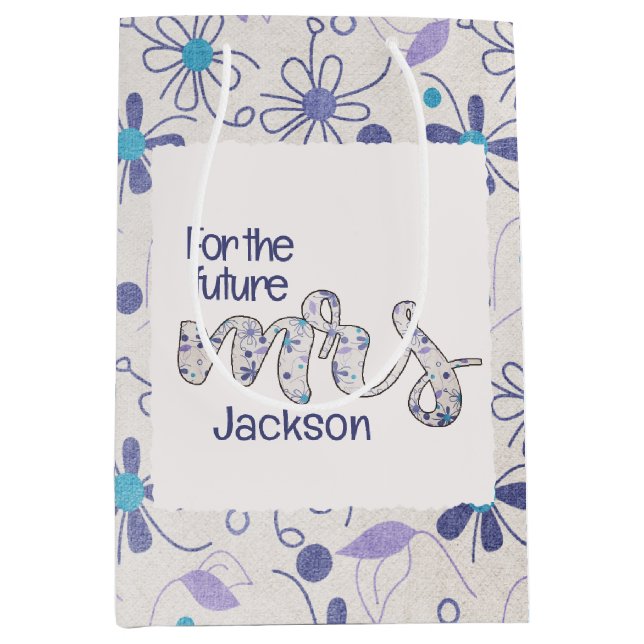 Floral Mrs. Bridal Shower  Medium Gift Bag (Front)