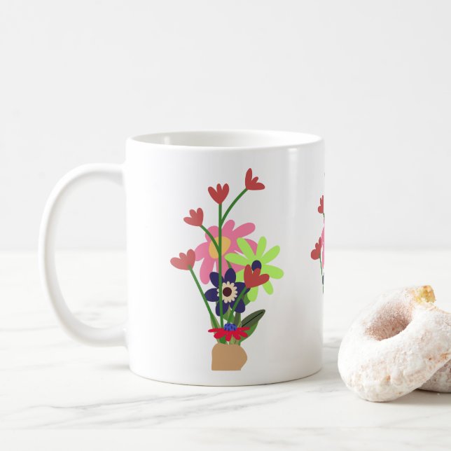 floral mug  (With Donut)