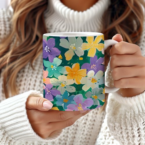 Floral Mug Colorful Flower Pattern Mug Coffee Mug