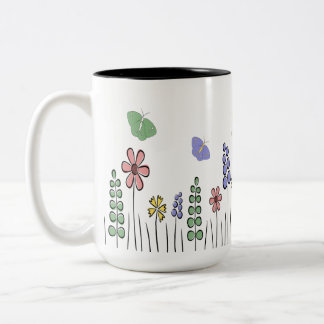 Floral Mug Wildflower Butterfly Coffee Mug Spring