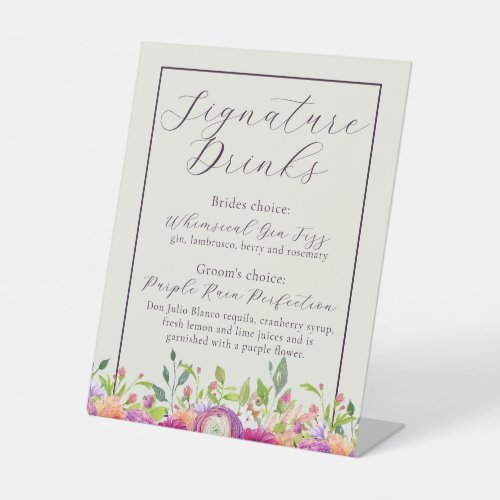 Floral Mulberry Floral Favors Pedestal Sign