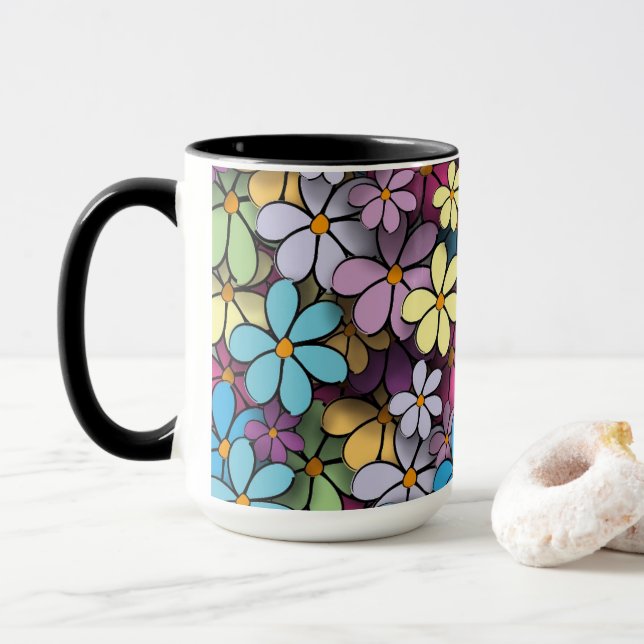 Floral Mulicolor Mug (With Donut)