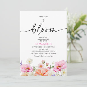 Floral Multi-color Love is in Bloom Bridal Shower Invitation