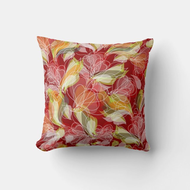 Floral Multi Color Throw Pillow (Front)