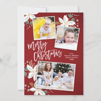 Floral Multi Photo Christmas Card