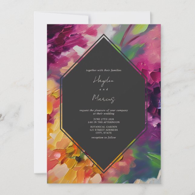 Floral Multicolor Botanical Wedding Invitation (Front)