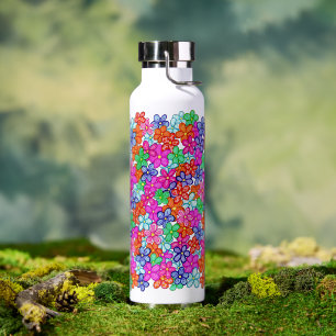 Floral Multicolored Flowers Drawing Pattern Water Bottle