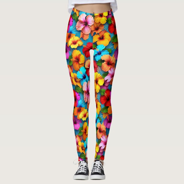 Floral Multicolored Flowers Pattern-36355 Leggings (Front)