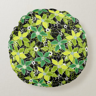 Floral multicolored sketch retro autumn  round pillow