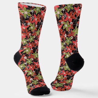 Floral multicolored sketch retro autumn  socks