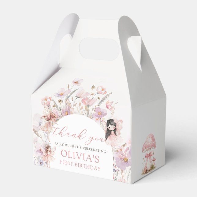 Floral Mushroom Fairy Birthday Favor Box (Front Side)