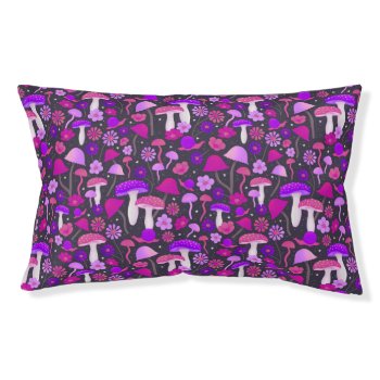 Floral Mushrooms Trippy Pink  Purple & Black Pet Bed by dulceevents at Zazzle