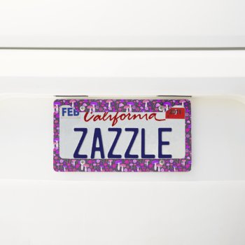 Floral Mushrooms Vibrant Purple  Pink  & Black License Plate Frame by dulceevents at Zazzle