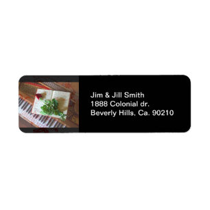 Floral Music Book Rose On Piano Label