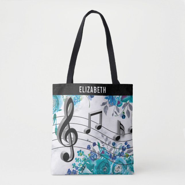 Floral Music Lesson Tote Bag (Front)