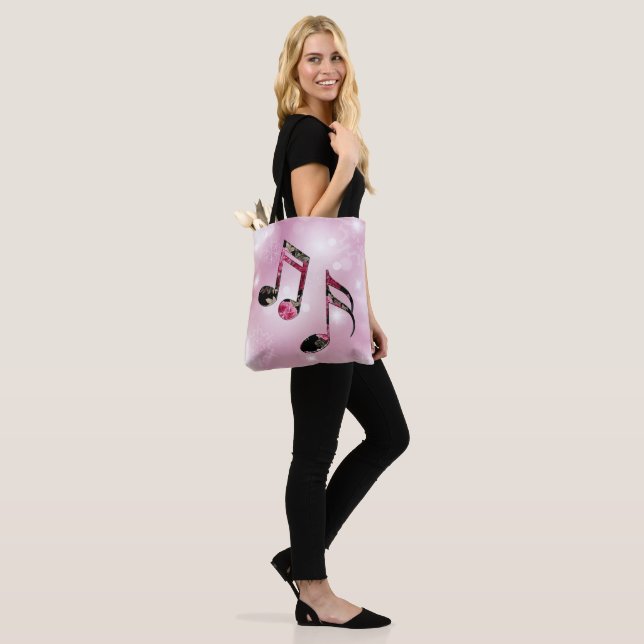 Floral Music Notes Pink Snowflakes Tote Bag (On Model)