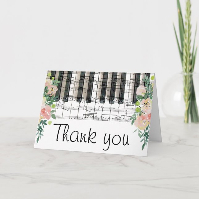 floral music piano keyboard thank you (Front)