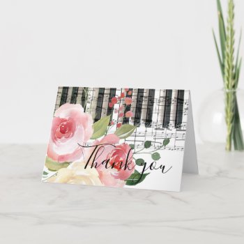 Floral Music Piano Thank You by musickitten at Zazzle