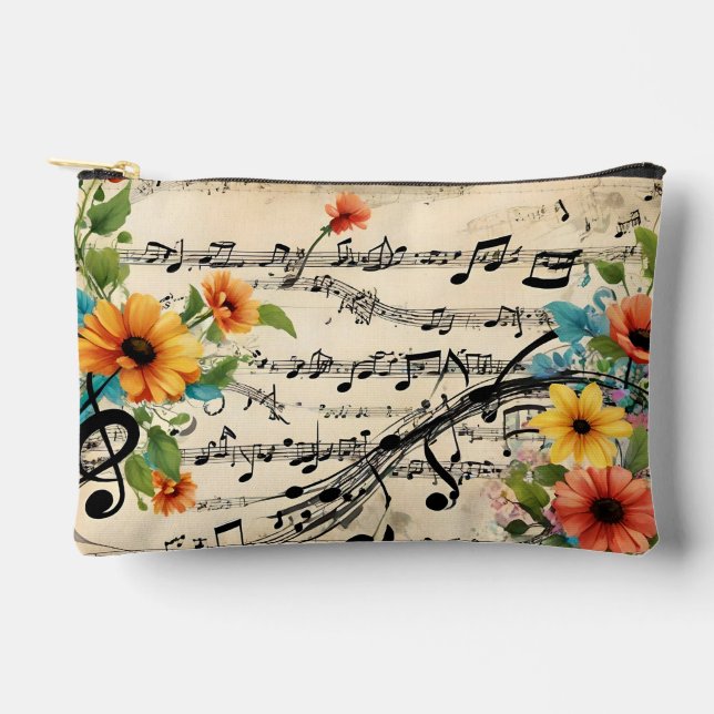 Floral Musical themed Accessory Pouch (Front)