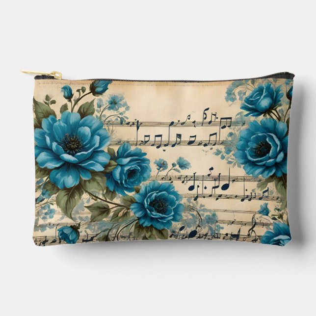 Floral Musical themed Accessory Pouch (Front)