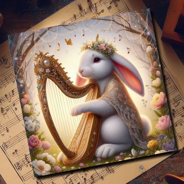 Floral Musician Bunny Easter  Holiday Card (Creator Uploaded)